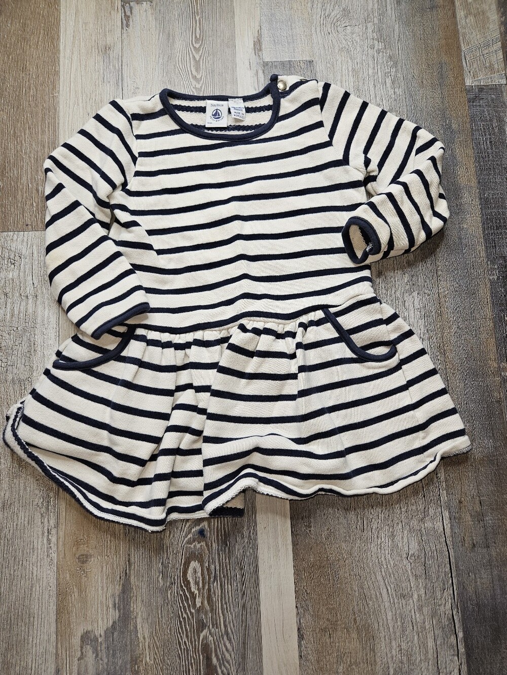 Petit Bateau 24 Months Blue White Dress Flawed